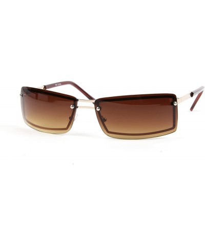 Sport Unisex Metal Frame Sunglasses P607 - Gold-gradientbrown Lens - CQ11W4RIWA3 $14.54