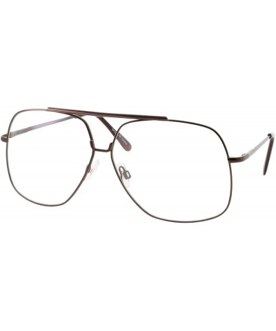 Aviator 1 Pc XL Clear Lens Eye Glasses Aviator Square Frame Classic Hipster - Choose Color - Bronze - CQ18N8YNCH2 $19.24