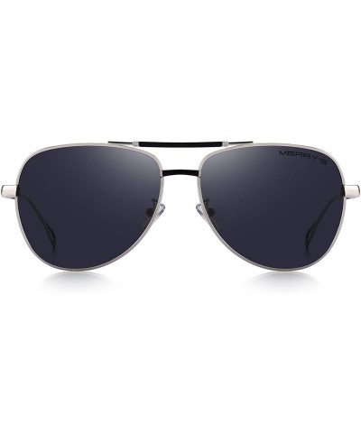 Aviator Men women Polarized Sunglasses for Men Metal Frame Driving UV 400 Lens 60mm - Black&silver - CL18KDXRO9R $16.25