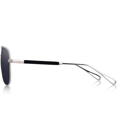 Aviator Men women Polarized Sunglasses for Men Metal Frame Driving UV 400 Lens 60mm - Black&silver - CL18KDXRO9R $16.25