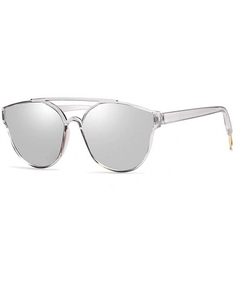 Oval Unisex Sunglasses Retro Black Drive Holiday Oval Non-Polarized UV400 - White - CH18R6Y6A4Q $7.16