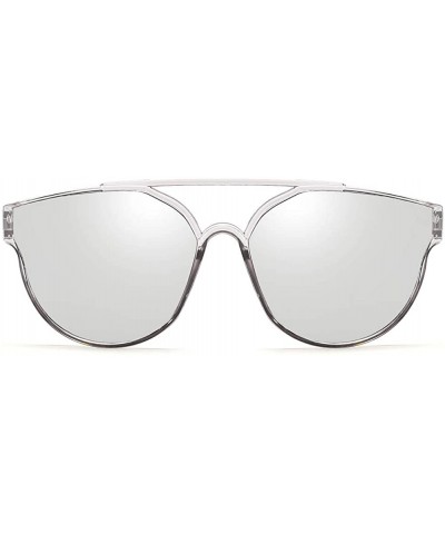 Oval Unisex Sunglasses Retro Black Drive Holiday Oval Non-Polarized UV400 - White - CH18R6Y6A4Q $7.16