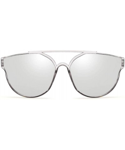 Oval Unisex Sunglasses Retro Black Drive Holiday Oval Non-Polarized UV400 - White - CH18R6Y6A4Q $7.16