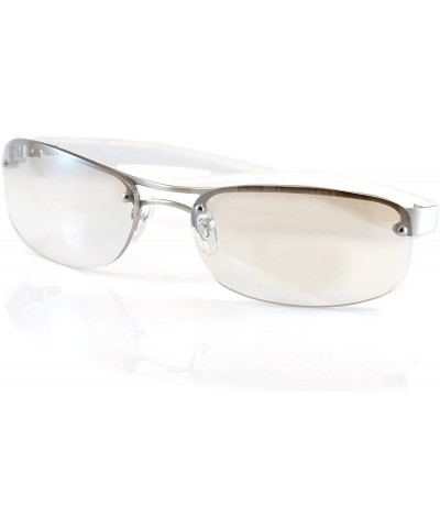 Goggle Semi-Rimless Color Tinted Clear Arm Eyeglasses Wrap Sunglasses A218 - Clear - CM18GZSQKMN $15.77