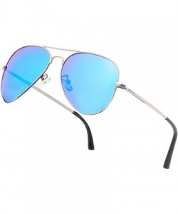 Aviator Aviator Polarized Sunglasses Classic Protection - Iceblue Lens/Silver Double Frame - C818CNS5QRZ $12.14