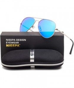 Aviator Aviator Polarized Sunglasses Classic Protection - Iceblue Lens/Silver Double Frame - C818CNS5QRZ $12.14