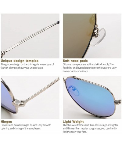 Aviator Aviator Polarized Sunglasses Classic Protection - Iceblue Lens/Silver Double Frame - C818CNS5QRZ $12.14