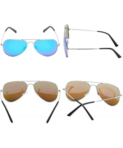 Aviator Aviator Polarized Sunglasses Classic Protection - Iceblue Lens/Silver Double Frame - C818CNS5QRZ $12.14