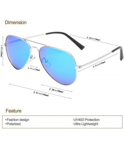 Aviator Aviator Polarized Sunglasses Classic Protection - Iceblue Lens/Silver Double Frame - C818CNS5QRZ $12.14