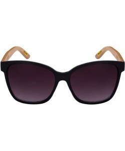 Square Oversized Horned Rim Bamboo Temple Sunglasses 540905BM-AP - Shiny Black - CR124T2SVU7 $11.92