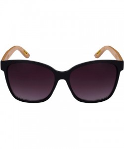 Square Oversized Horned Rim Bamboo Temple Sunglasses 540905BM-AP - Shiny Black - CR124T2SVU7 $11.92