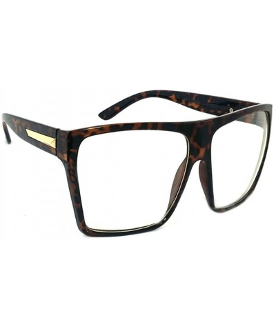 Oversized Large Square Oversize Flat Top Sunglasses - Tortoise- Clear - CO18GDWY3S5 $9.15