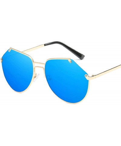 Round Classic Retro Designer Style Edge Cutting Sunglasses for Men and Women Metal Resin UV400 Sunglasses - Blue - CU18SZUH7E...