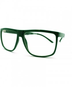 Oversized Oversized Clear Lens Glasses Nerdy Square Rectangular Fashion Eyeglasses - Green - CW11K5BP3IP $8.08