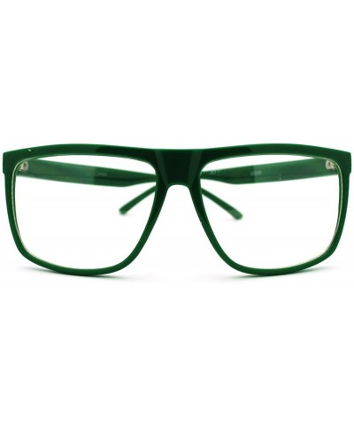 Oversized Oversized Clear Lens Glasses Nerdy Square Rectangular Fashion Eyeglasses - Green - CW11K5BP3IP $8.08