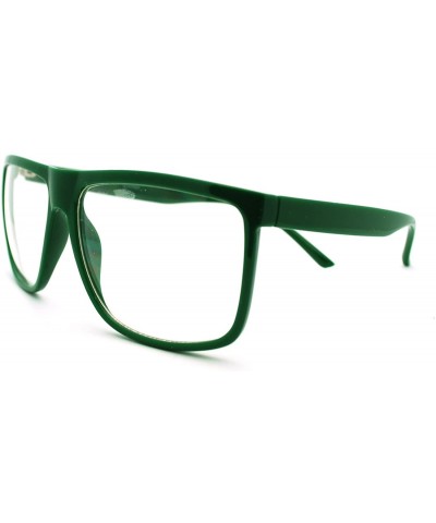 Oversized Oversized Clear Lens Glasses Nerdy Square Rectangular Fashion Eyeglasses - Green - CW11K5BP3IP $8.08