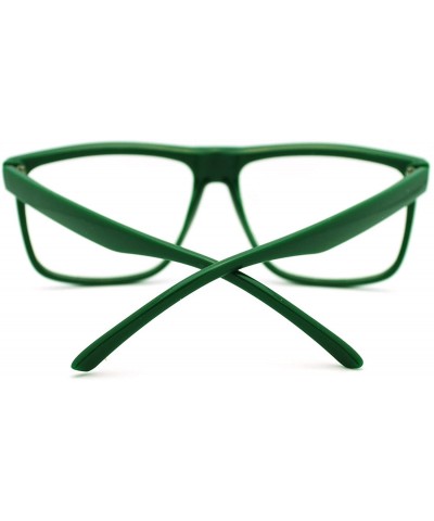 Oversized Oversized Clear Lens Glasses Nerdy Square Rectangular Fashion Eyeglasses - Green - CW11K5BP3IP $8.08