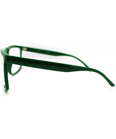 Oversized Oversized Clear Lens Glasses Nerdy Square Rectangular Fashion Eyeglasses - Green - CW11K5BP3IP $8.08