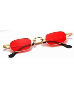 Oval Women Classic Sunglasses Oval Small Sunglasses Rainbow Eyewear With Case UV400 Protection - Gold Frame/Red Lens - CS18XD...