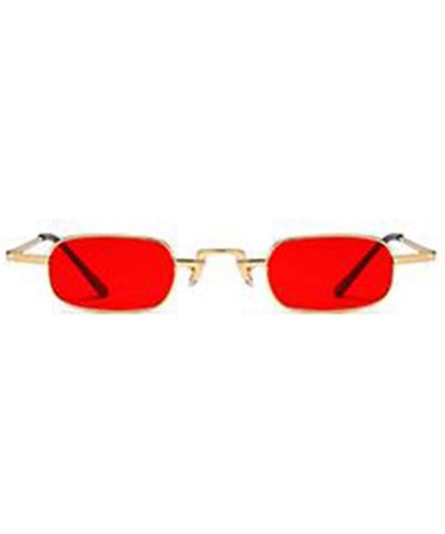 Oval Women Classic Sunglasses Oval Small Sunglasses Rainbow Eyewear With Case UV400 Protection - Gold Frame/Red Lens - CS18XD...