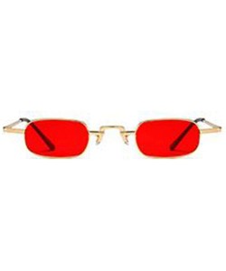 Oval Women Classic Sunglasses Oval Small Sunglasses Rainbow Eyewear With Case UV400 Protection - Gold Frame/Red Lens - CS18XD...