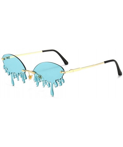 Rimless Tear shape sunglasses for Women/Men Brand Design Rimless Eyewear Luxury Trending Narrow Sun Glasses Streetwear - C619...