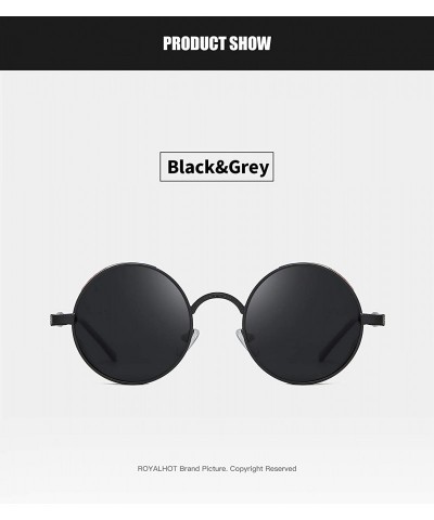 Sport Polarized Round Sunglasses for Men Driving Fishing UV Protection Vintage Retro Golden Frame - Black Grey - C518YSYQR78 ...
