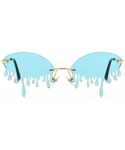 Rimless Tear shape sunglasses for Women/Men Brand Design Rimless Eyewear Luxury Trending Narrow Sun Glasses Streetwear - C619...