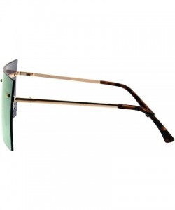 Rectangular Futuristic Rimless Shield Color Mirror Lens Robotic Metal Rim Sunglasses - Gold Pink Mirror - CO18GLAQ6CR $13.75