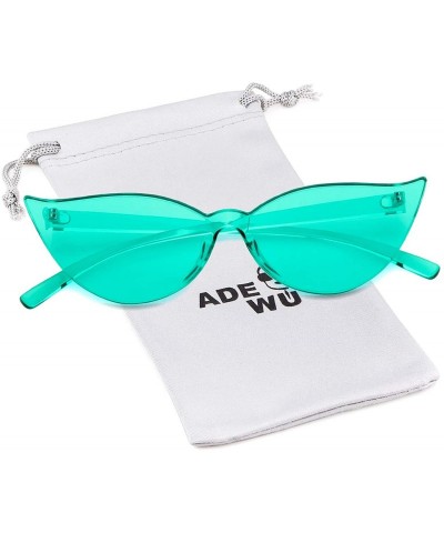 Square One Piece Rimless Transparent Cat Eye Sunglasses for Women Tinted Candy Colored Glasses - Lightblue - CM18DRZWOT4 $11.98
