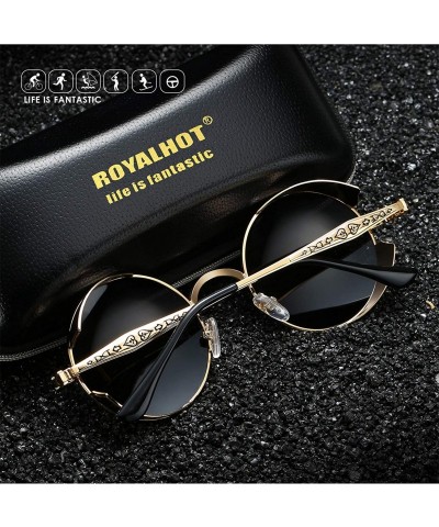 Sport Polarized Round Sunglasses for Men Driving Fishing UV Protection Vintage Retro Golden Frame - Black Grey - C518YSYQR78 ...