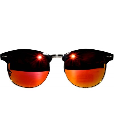 Cat Eye Aviator Brow Bar Flat Mirror Multicolor Lens Sunglasses Metal Frame - Mirror_silver_red - CC1820UKY64 $11.86