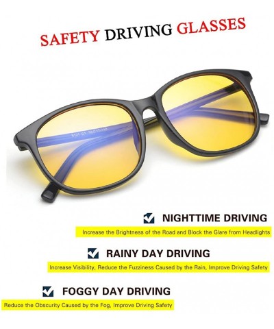 Rectangular HD Night Driving Glasses for Men Women Anti-glare Safety Glasses- Perfect for Any Weather - Black - CA180LC576Y $...