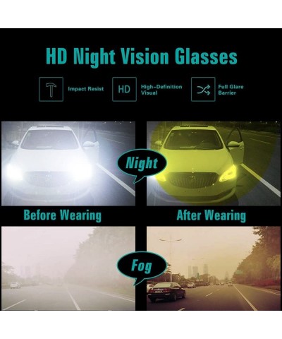 Rectangular HD Night Driving Glasses for Men Women Anti-glare Safety Glasses- Perfect for Any Weather - Black - CA180LC576Y $...