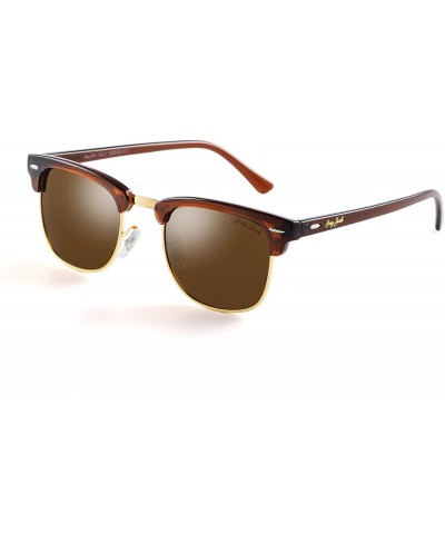 Sport Classic Half Frame Sunglasses Fashion Eyeglasses for Men Women Ladies - Brown Frame/Brown Lens - CK188T03WAL $18.55