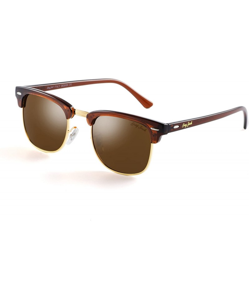 Sport Classic Half Frame Sunglasses Fashion Eyeglasses for Men Women Ladies - Brown Frame/Brown Lens - CK188T03WAL $18.55