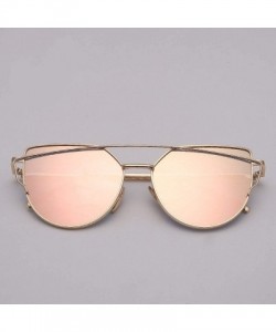 Cat Eye Designer Cat eye Sunglasses Women Vintage Metal Reflective Glasses For Women - Light Black - C418W7UUWGD $15.04