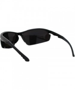 Rectangular Mens Color Mirror Lens Baseball Warp Sport Sunglasses - Matte Black Teal Mirror - CW18W0QX5XT $9.79