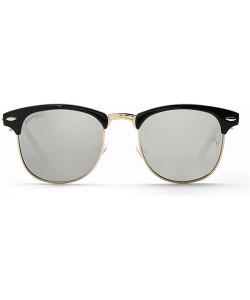 Round Polarized Sunglasses For Women And Men Semi Rimless Frame Retro Brand Sun Glasses AE0369 - Black&silver - CI12N4364NF $...