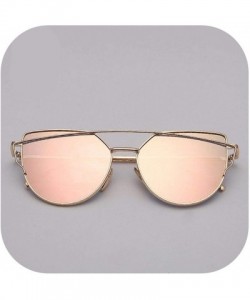 Square Cat Eye Sunglasses Women Vintage Metal Reflective Glasses Mirror Retro Oculos De Sol Gafas - Gold Pink - C1199CDDDKE $...