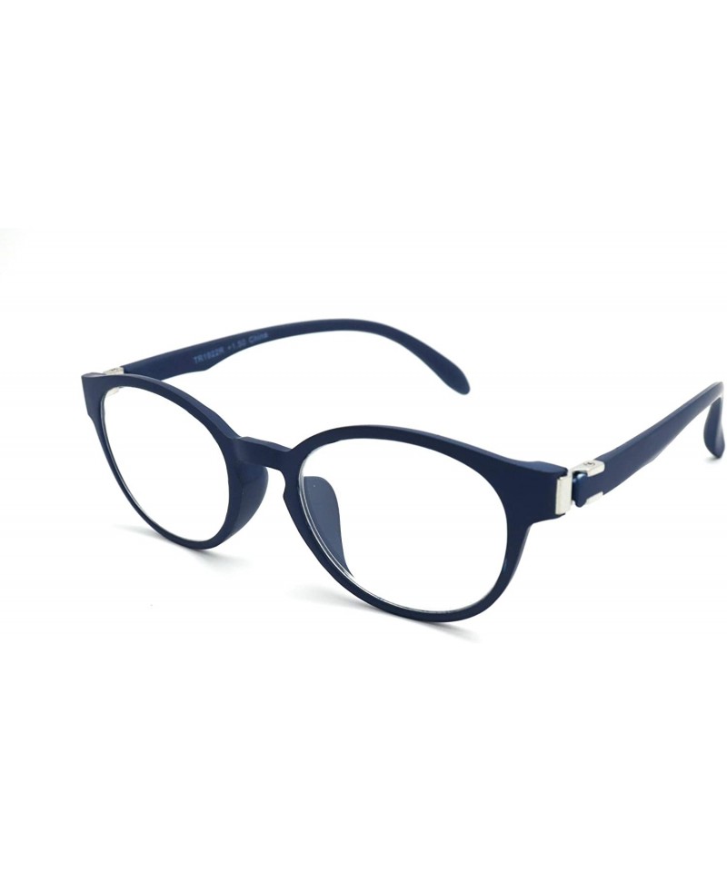 Oval TR90 Readers Flexie Reading Glasses schoolboy 2291RT - Matte Blue - CQ12FLD0Q01 $33.97