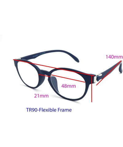 Oval TR90 Readers Flexie Reading Glasses schoolboy 2291RT - Matte Blue - CQ12FLD0Q01 $33.97