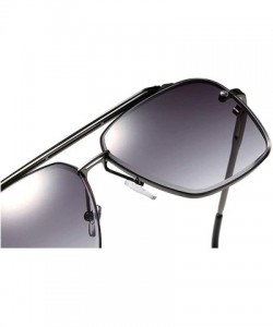 Square New fashion polygon trimmed metal sunglasses unisex brand luxury sunglasses UV400 - Black&tea - CF18TG7223Z $12.68