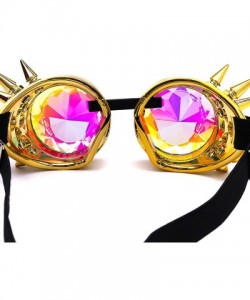 Goggle Retro Victorian Steampunk Goggles Rainbow Prism Kaleidoscope Glasses - Gold(spike) - C518SMGRSOR $13.11