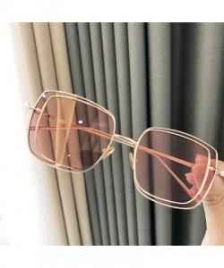 Square 2019 New Two-color lens sunglasses Brand Designer female double Frame Square men's pearls Glasses - Pink - CN18WQTR5WX...