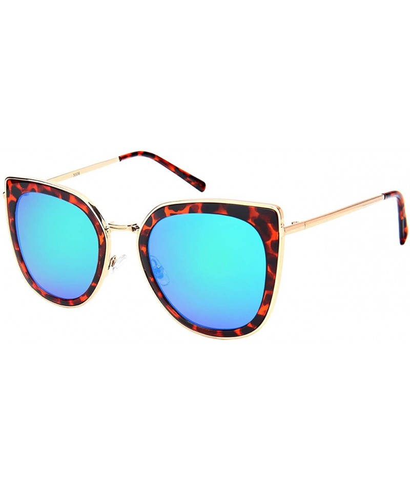 Square Square Cat Eye Sunnies w/Flat Color Mirrored Lens 3306-FLREV - Demi - CQ1822M4SX4 $10.85