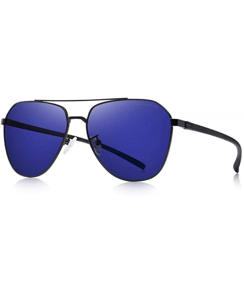 Oversized DESIGN Men Classic Pilot Sunglasses Aviation Frame HD Polarized C01 Black - C04 Blue - C818XGDST0H $17.44