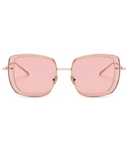 Square 2019 New Two-color lens sunglasses Brand Designer female double Frame Square men's pearls Glasses - Pink - CN18WQTR5WX...