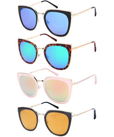 Square Square Cat Eye Sunnies w/Flat Color Mirrored Lens 3306-FLREV - Demi - CQ1822M4SX4 $10.85