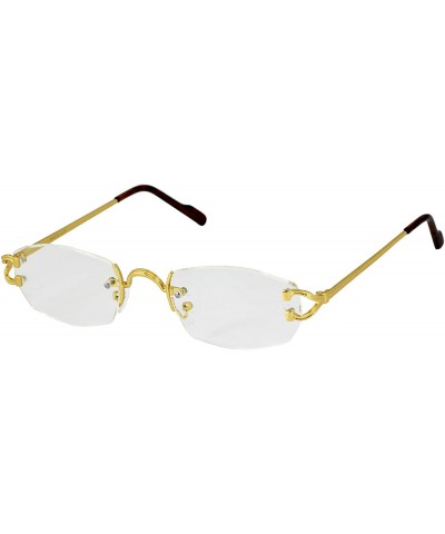 Rectangular Men Women Classy Elegant Sophisticated Style Clear Lens EYE GLASSES Gold Rimless Frame - Gold - CZ18QCHRXZ7 $9.24